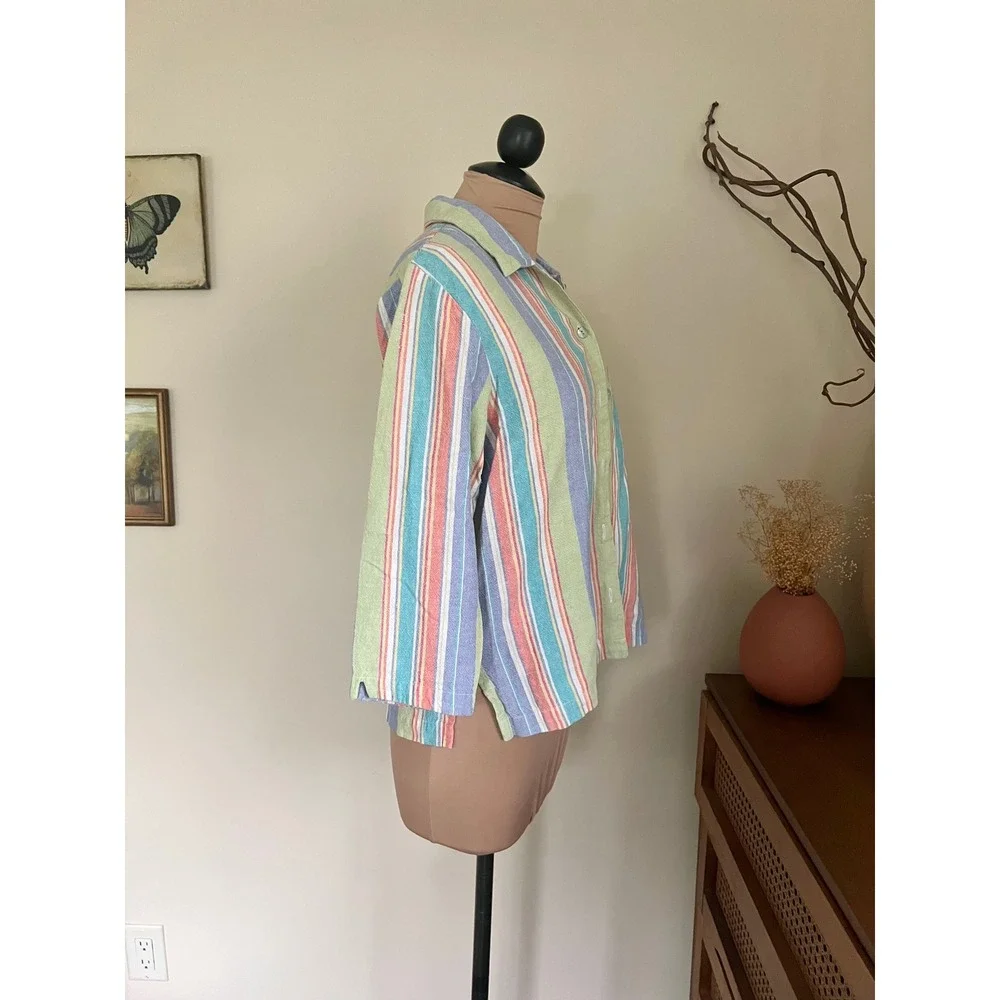Vintage Coldwater Creek Striped Linen Top - Picture 2 of 5